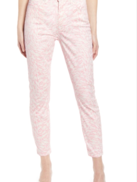7 For All Mankind Pants - 7 For All Mankind High Waist Ankle Skinny Jean in Abstract Pink Print - Size 28